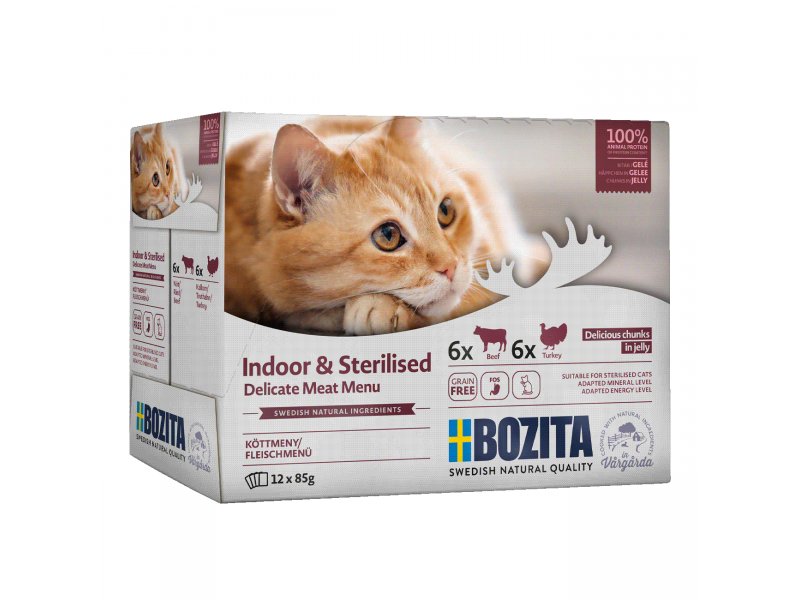 BOZITA INDOOR & STERILISED Multibox in jellly 12x85g