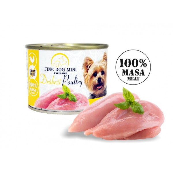 FINE DOG MINI EXCLUSIVE konserv linnulihaga   100% LIHA 200g