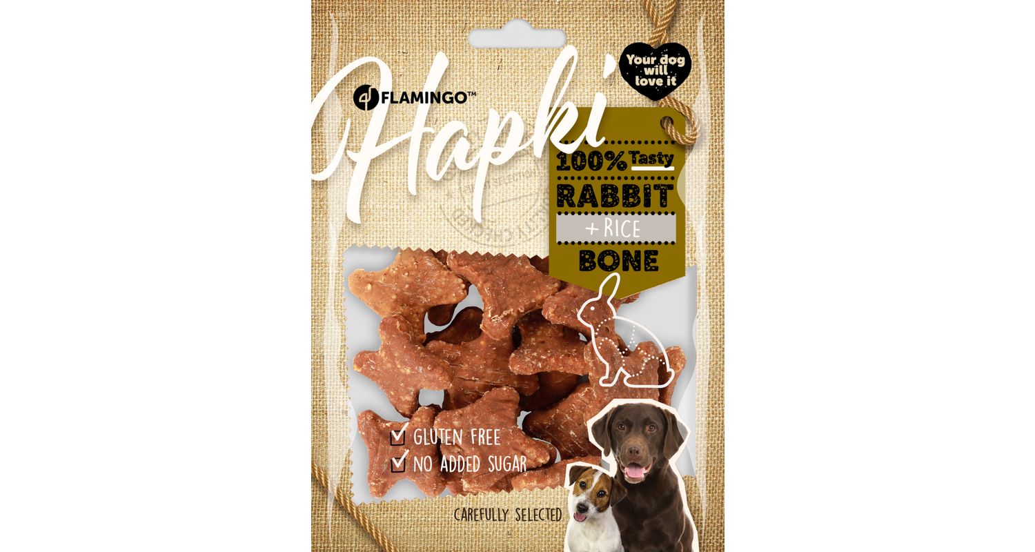 Flamingo Hapki Rabbit + Rice Bone närimismaius koerale 170g