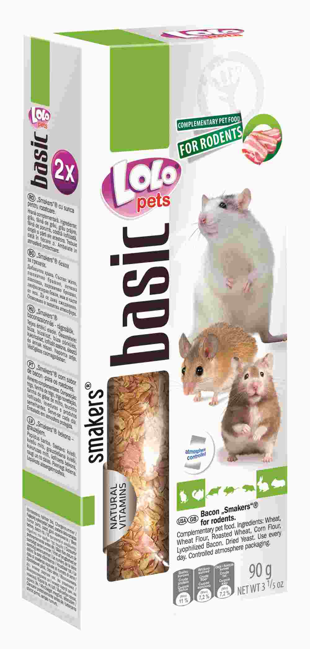 LoLo Pets Smakers maiusepulgad närilistele peekoniga  2tk 90g