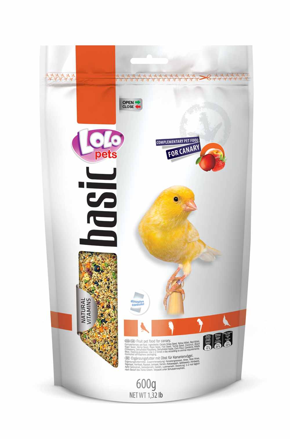 LoLo Pets Foody täissööt kanaarilindudele marjadega 600g