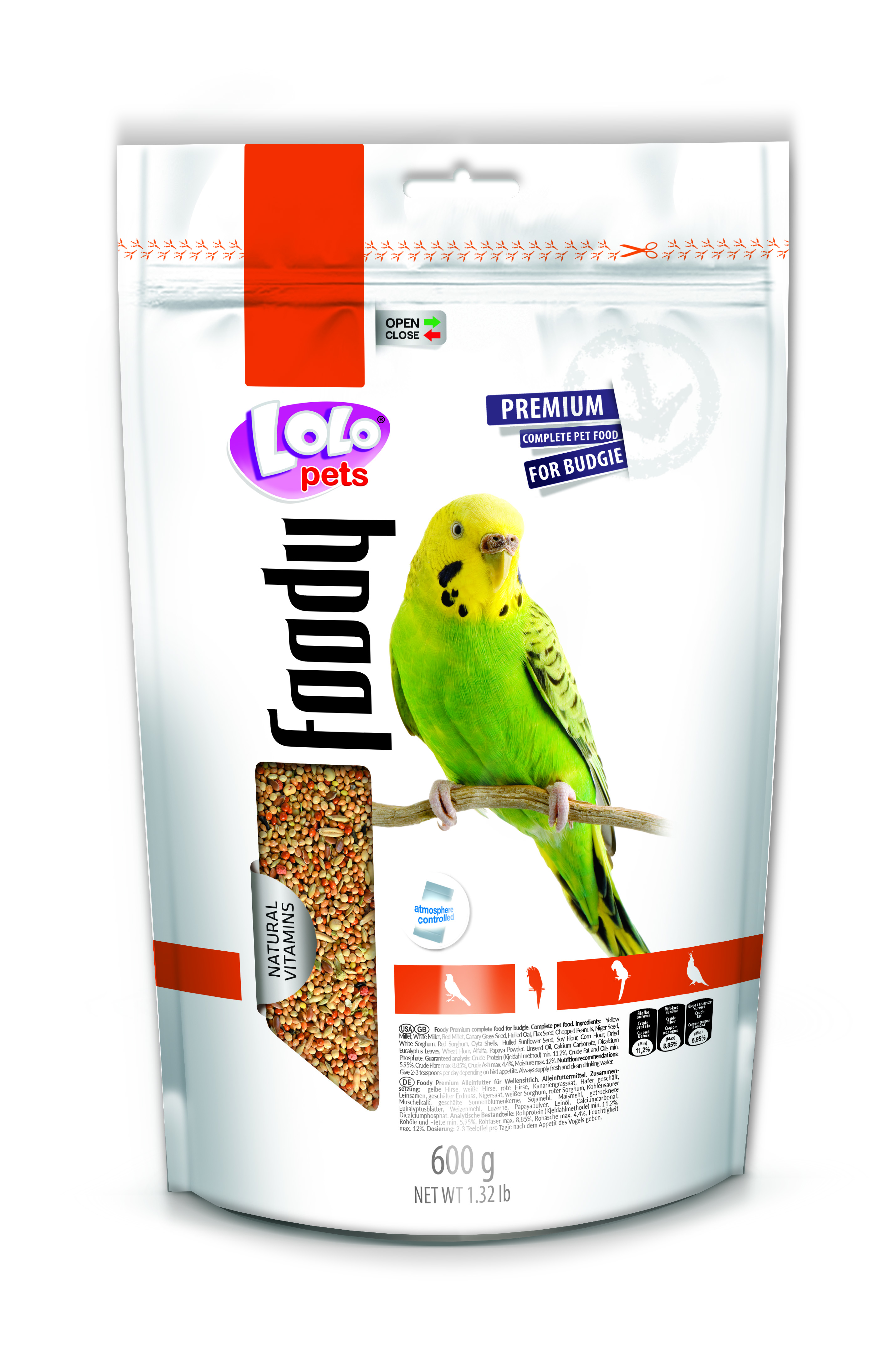 LoLo Pets Foody täissööt viirpapagoidele 600g