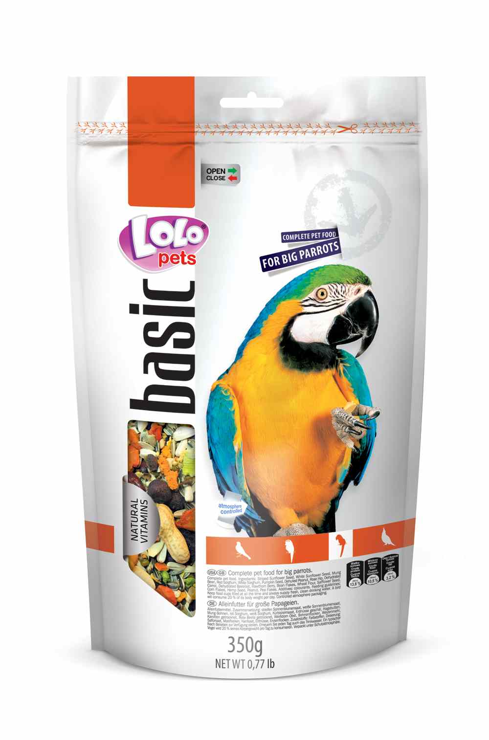 LoLo Pets Foody täissööt suurtele papagoidele 350g