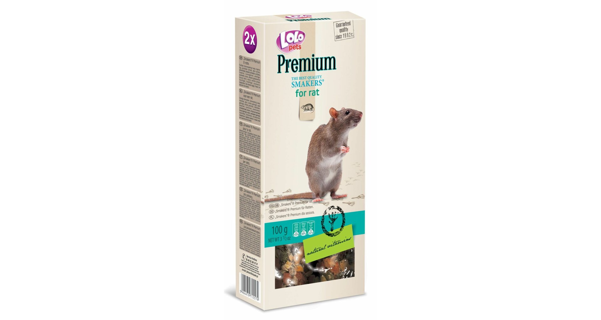 LoLo Pets Premium närimispulgad rottidele 2tk 100g