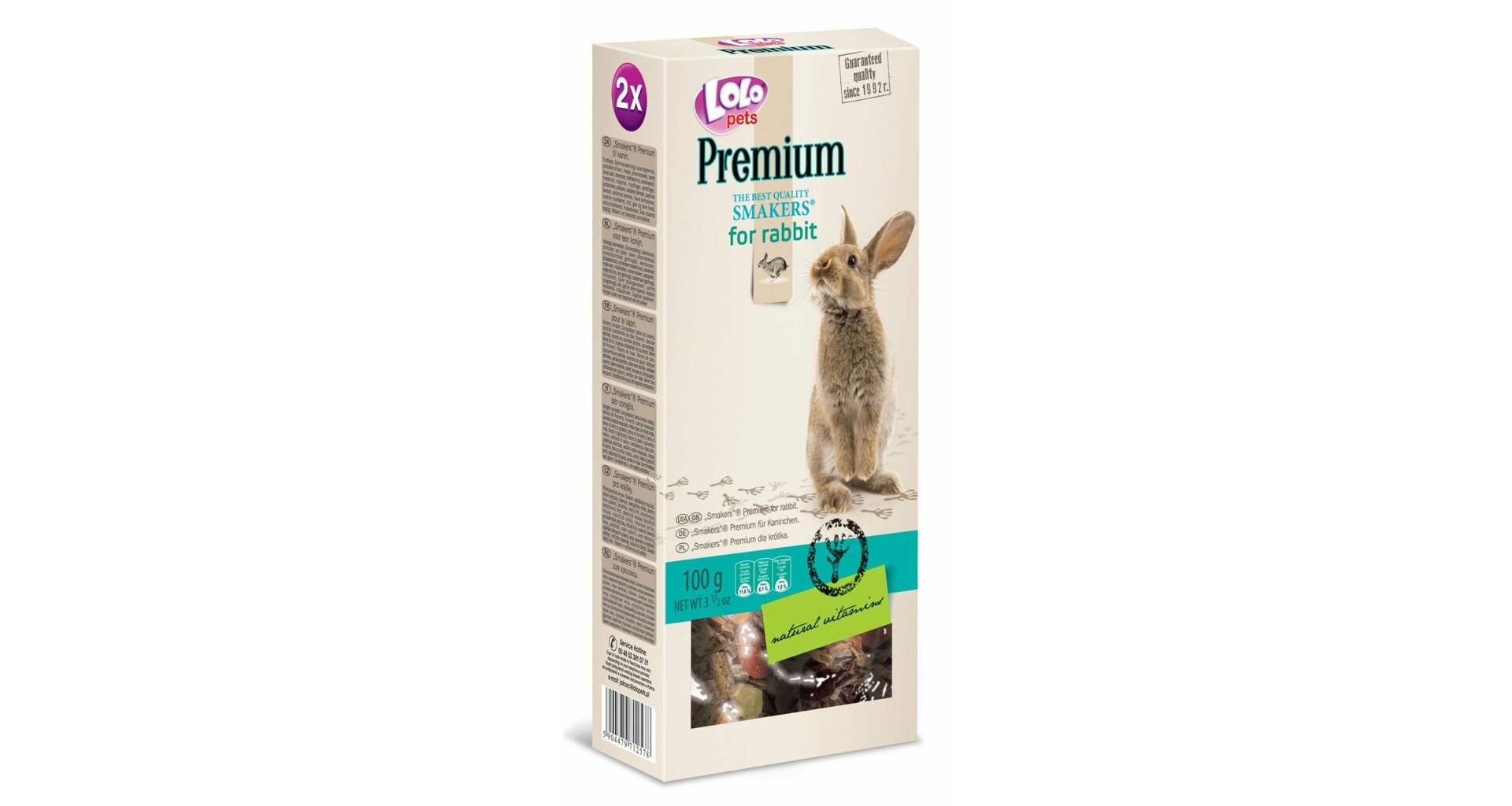 LoLo Pets Premium närimispulgad jänestele 2tk 100g