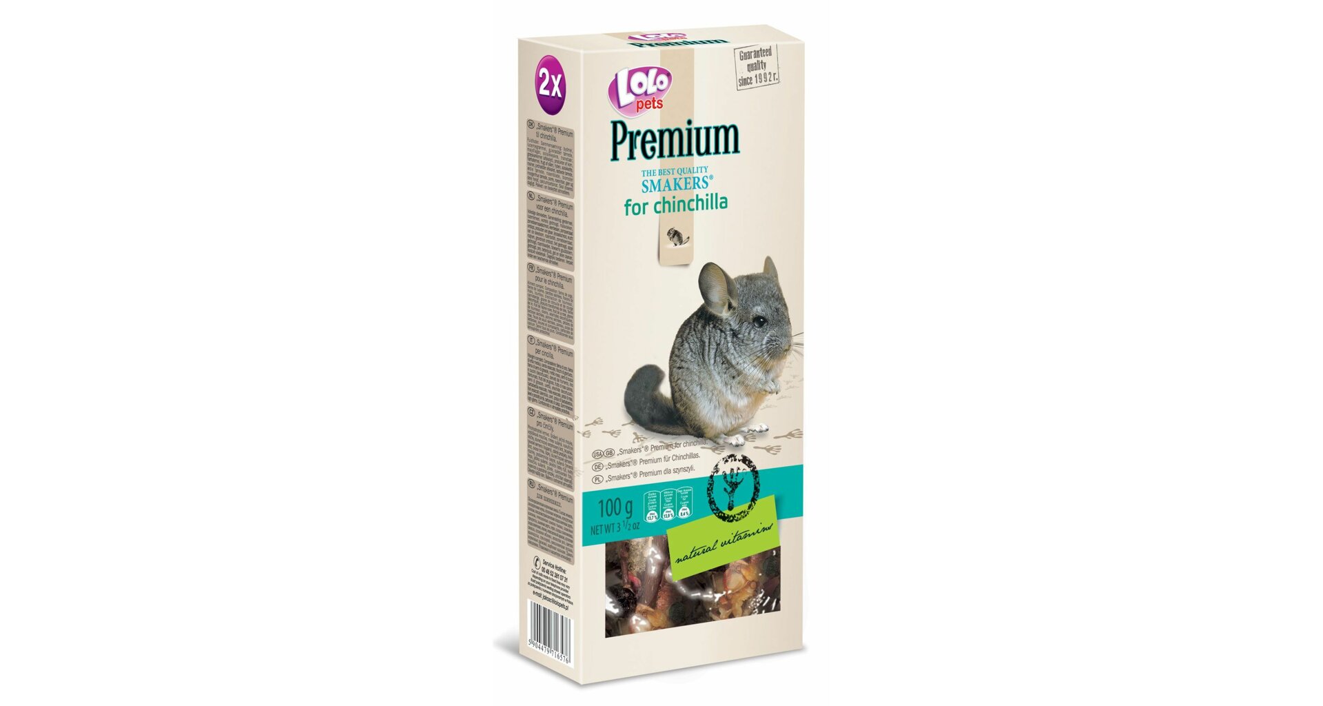 LoLo Pets Premium närimispulgad tšintšiljadele 2tk 100g