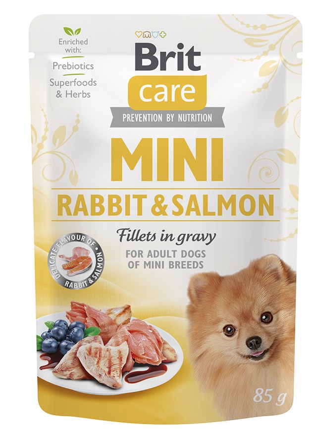 Brit Care Mini pouch Rabbit &amp; Salmon fillets in gravy einekotike koertele 85g