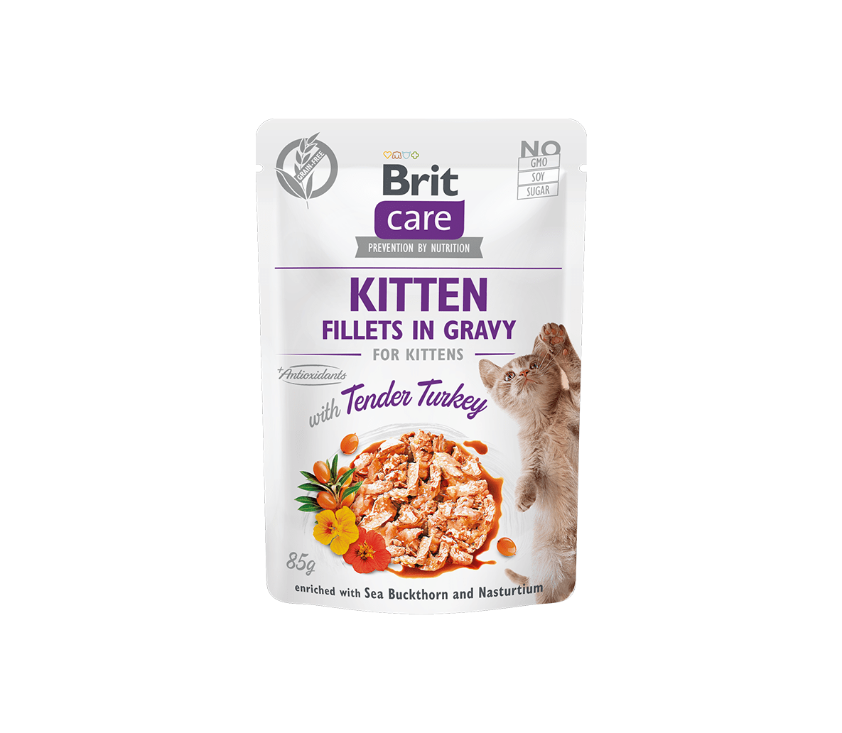 Brit Care Fillets in Gravy Turkey Kitten märgtoit kassipoegadele 85g