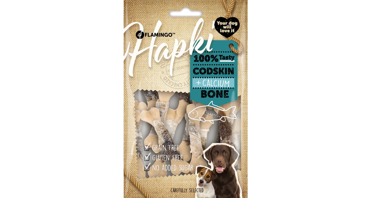 Flamingo Hapki Codskin + Calcium Bone närimismaius koerale 85g