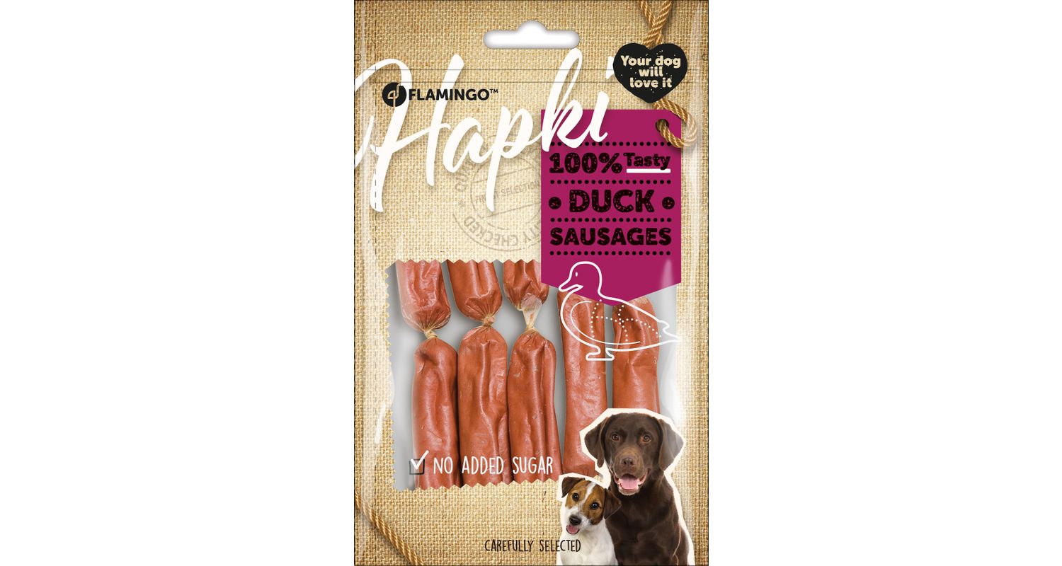 Flamingo Hapki Duck Sausages närimismaius koerale 85g