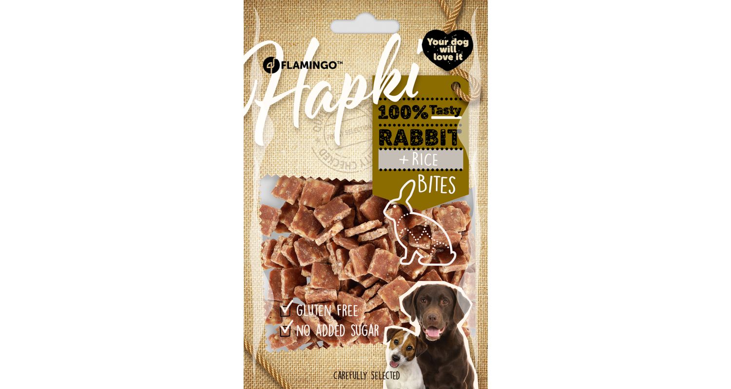 Flamingo Hapki Rabbit + Rice Bites närimismaius koerale 85g