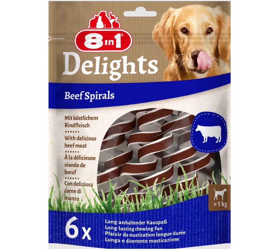 8in1 DELIGHTS Beef Spirals närimiskondid koertele 60g N6