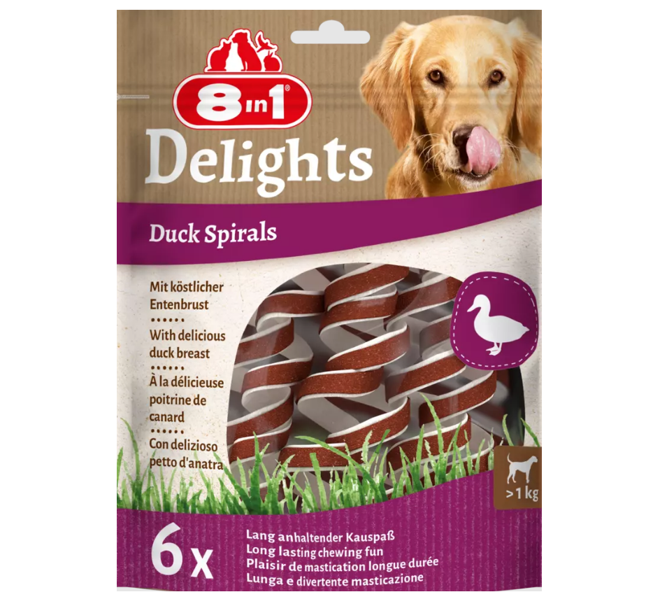 8in1 DELIGHTS Duck Spirals närimiskondid koertele 60g N6