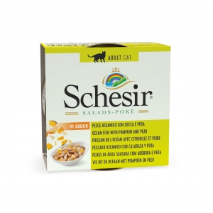 Schesir салат из океанской рыбы с тыквой + грушей в соусе 85г влажный корм для котов