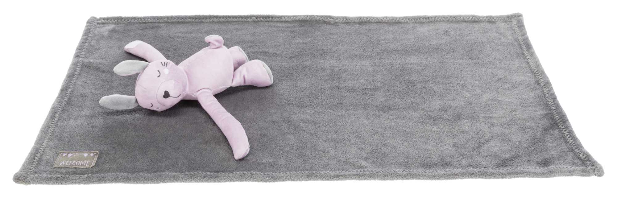 Koera tekk Junior cuddly set tekk/jänes, plüüs, 75 × 50 cm, hall/helelilla