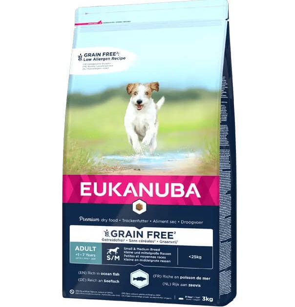 EUKANUBA Adult с океанической рыбой мелким и средним собакам беззерновой 12 кг