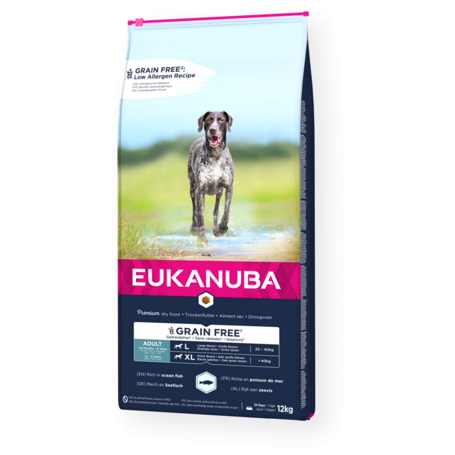 EUKANUBA Adult с океанической рыбой крупным собакам беззерновой 12 кг