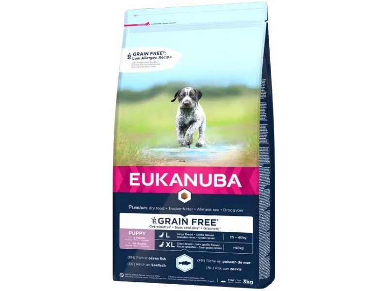 EUKANUBA Puppy с океанической рыбой крупным собакам беззерновой 3 кг