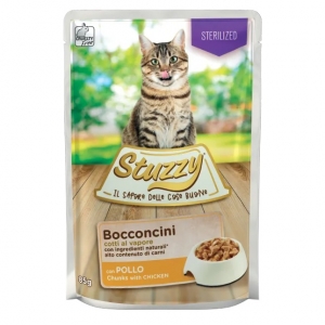 Полноценный корм (консервы) STUZZY Cat 85гр для стерилизованных с курицей