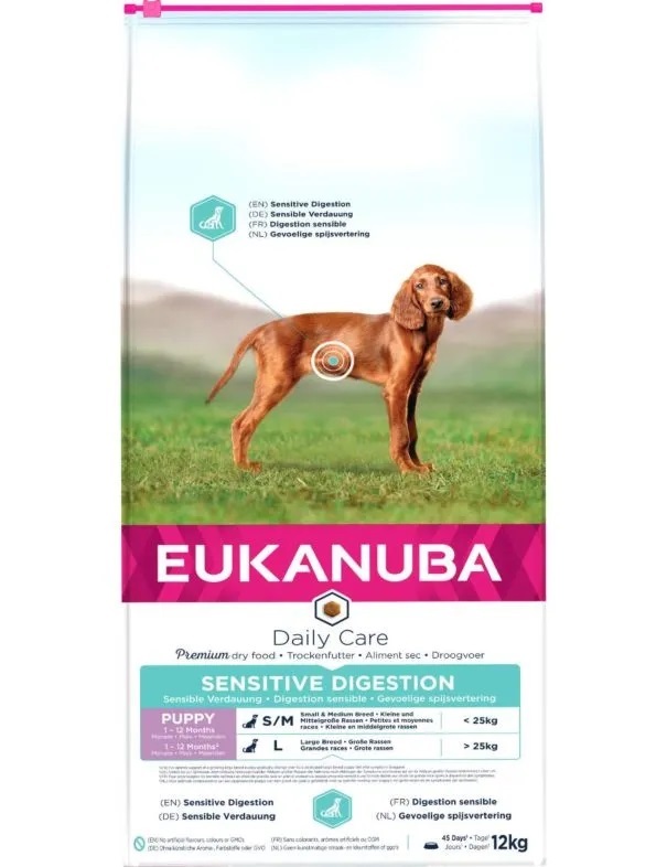 EUKANUBA Puppy kanalihaga tundliku seedimisega koertele 12 kg