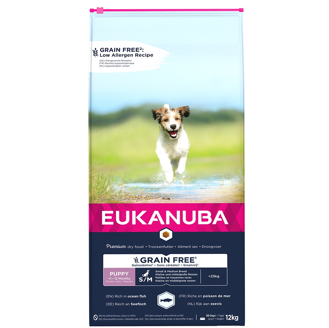 EUKANUBA Puppy с океанической рыбой мелким и средним собакам беззерновой 12 кг