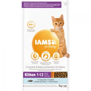 Полноценный сухой корм IAMS CAT Kitten с океанической рыбой 3кг для котят