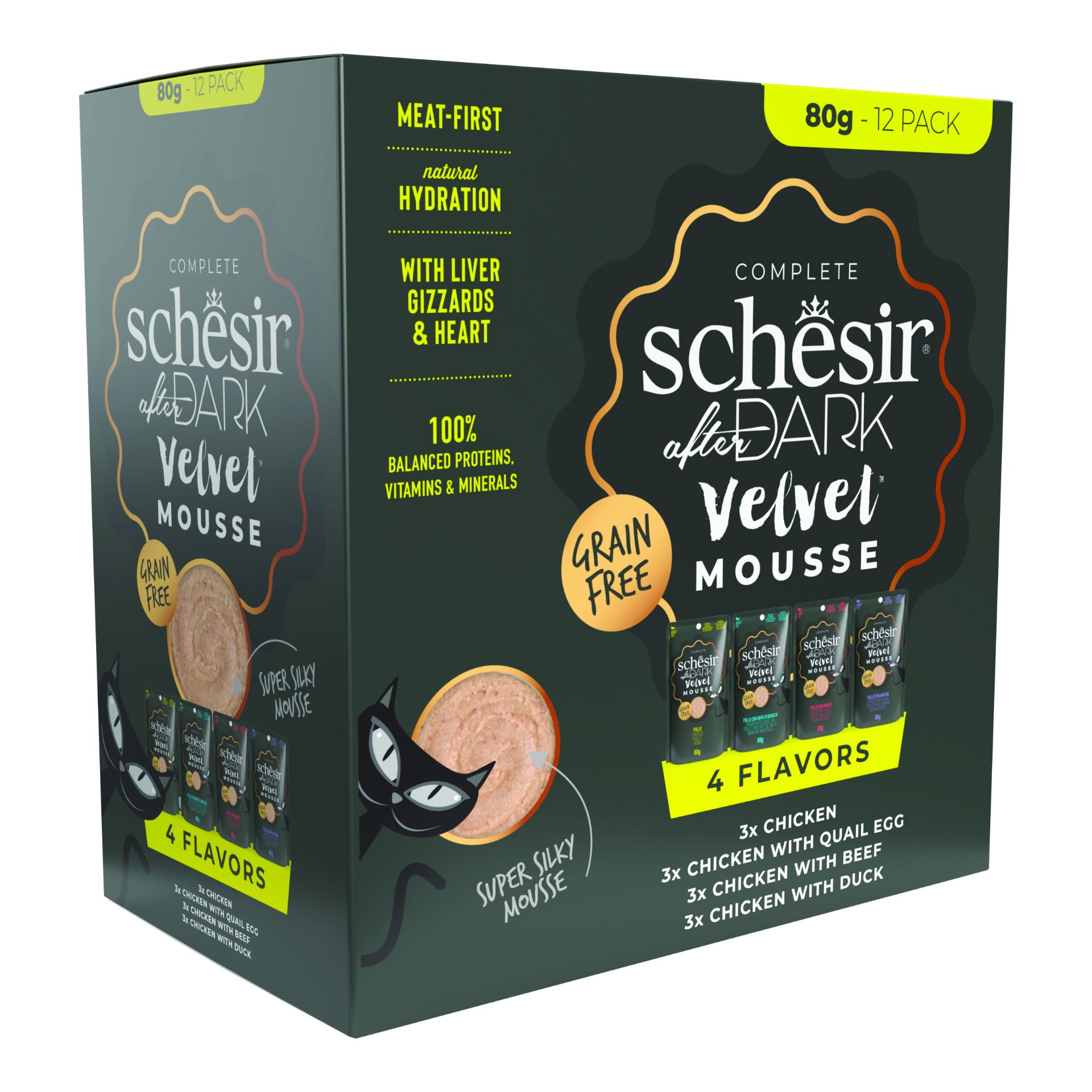 Schesir After Dark multipakk vaht puljongis märgtoit kassidele 12x80g