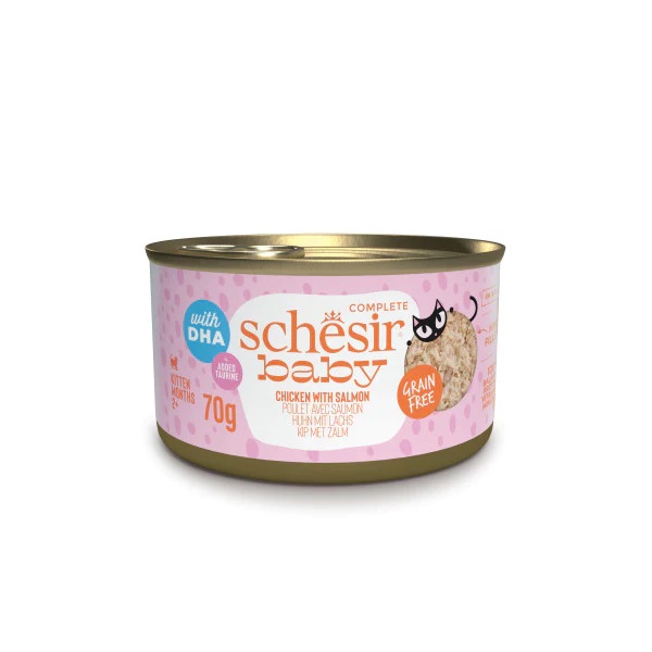 Schesir Baby Cat kanaliha + lõhe märgtoit kassipoegadele 70g