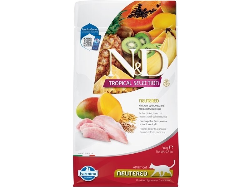 Farmina N&D TROPICAL Adult Cat Neutered Chicken/Spelt/Oats 300g