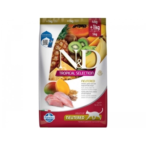 Farmina N&D TROPICAL Adult Cat Neutered Chicken/Spelt/Oats 4+1kg