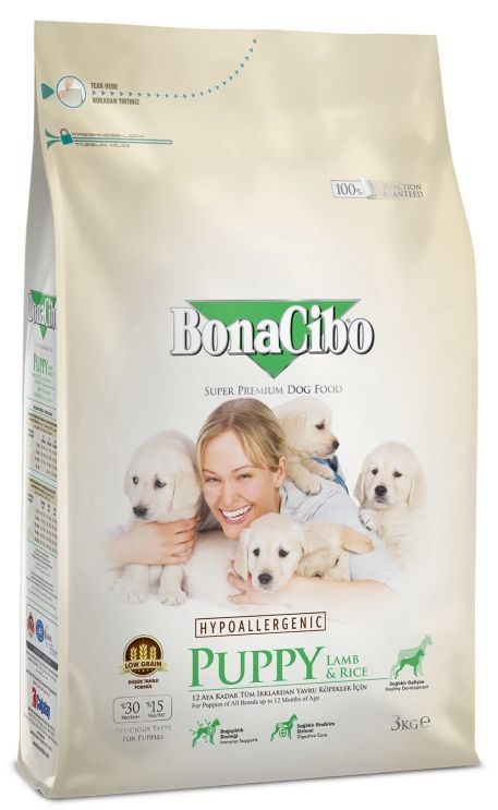 BonaCibo Dog Puppy kuivtoit lambaliha ja riisiga 3kg