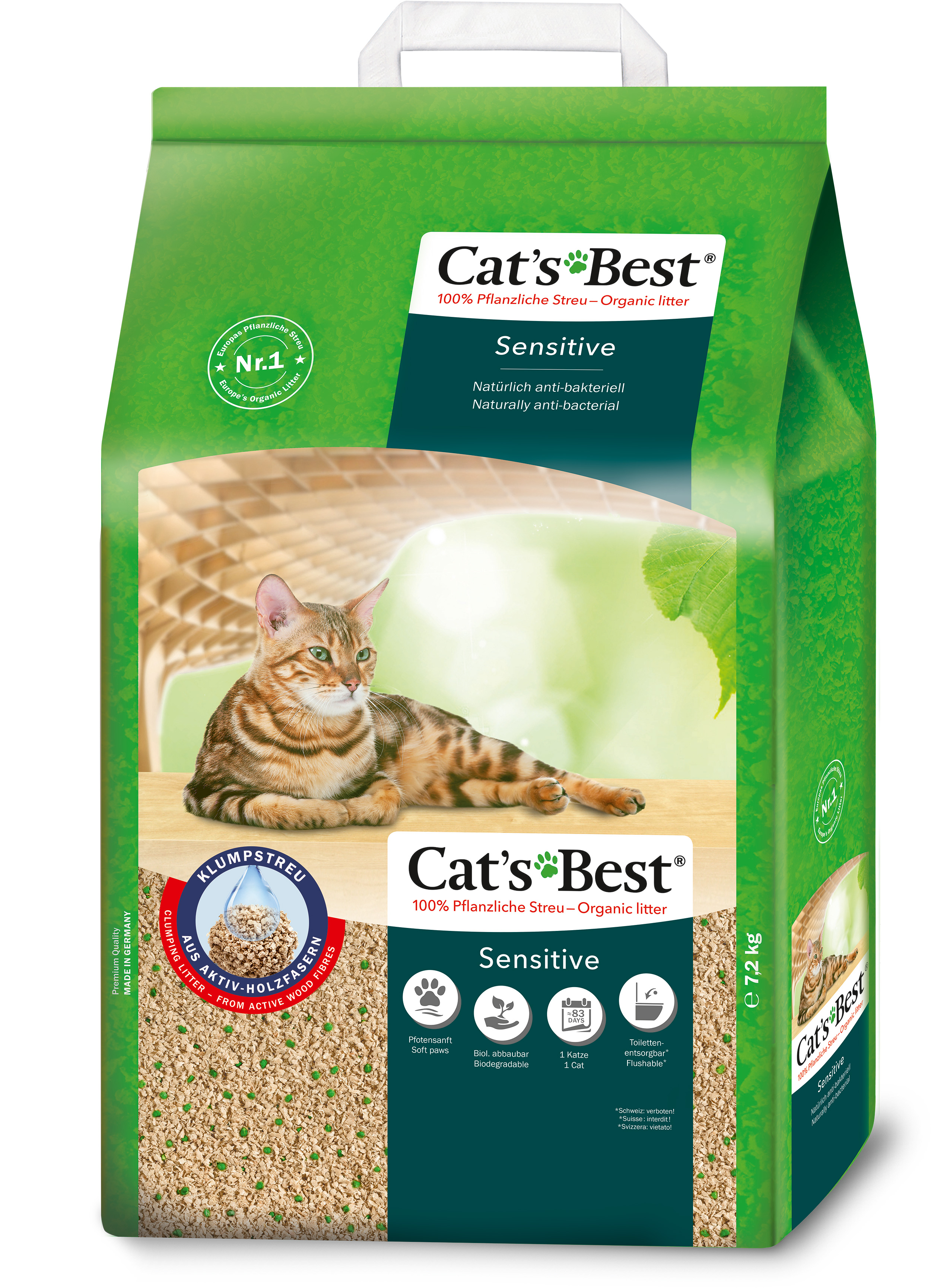 Cat's Best Sensitive paakuv kassiliiv 20L 7,2kg