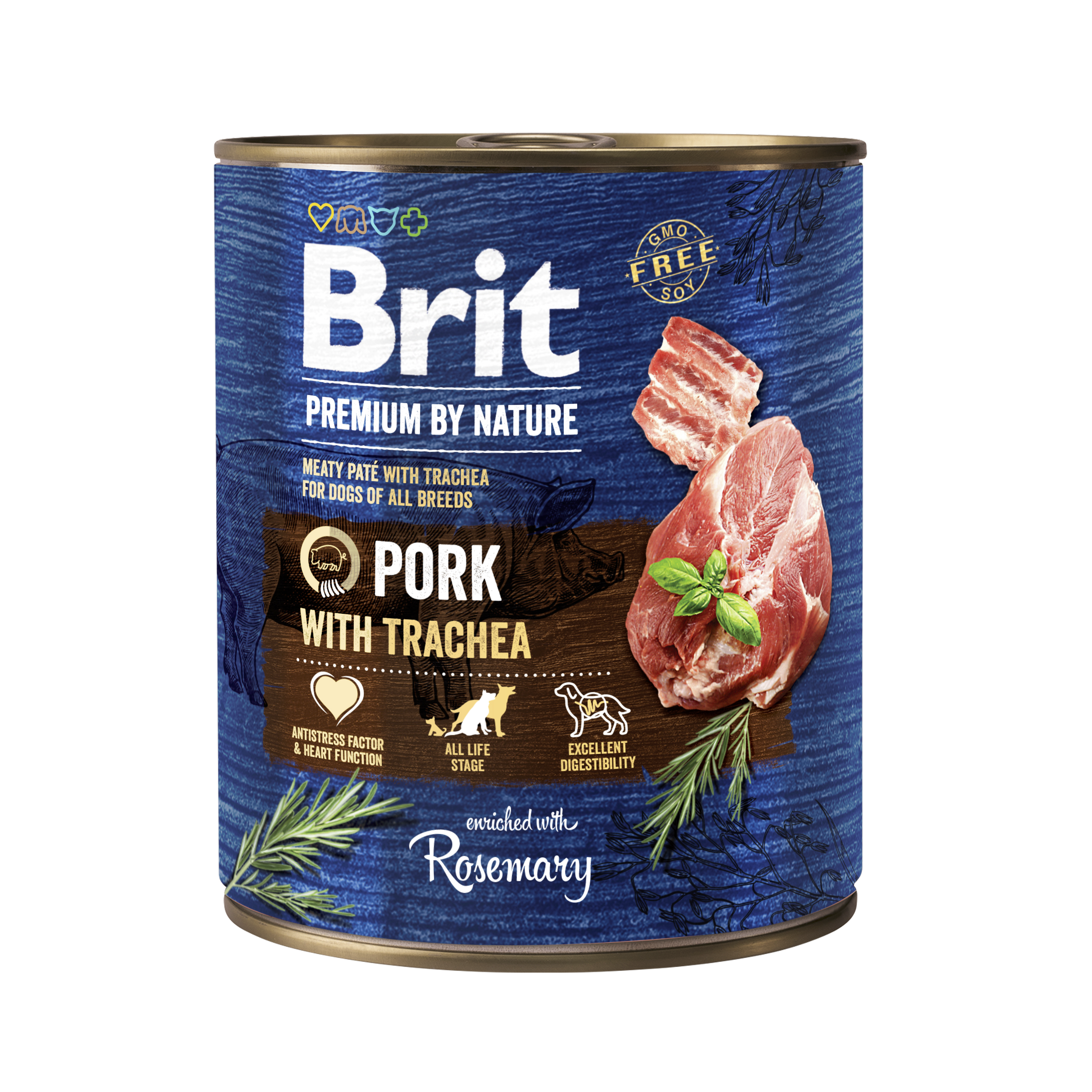 Brit Premium by Nature konserv Pork with Trachea koertele 800g