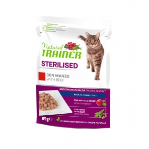 Trainer Natural Cat Sterilised Beef Busta 85g konserv