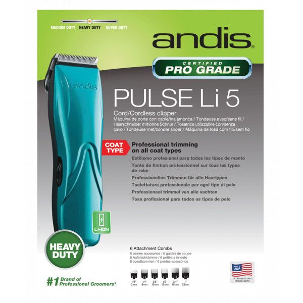 ANDIS Clipper LCL-2-Speed Pulse Li 5 Cord/Cordless Clipper, Blue