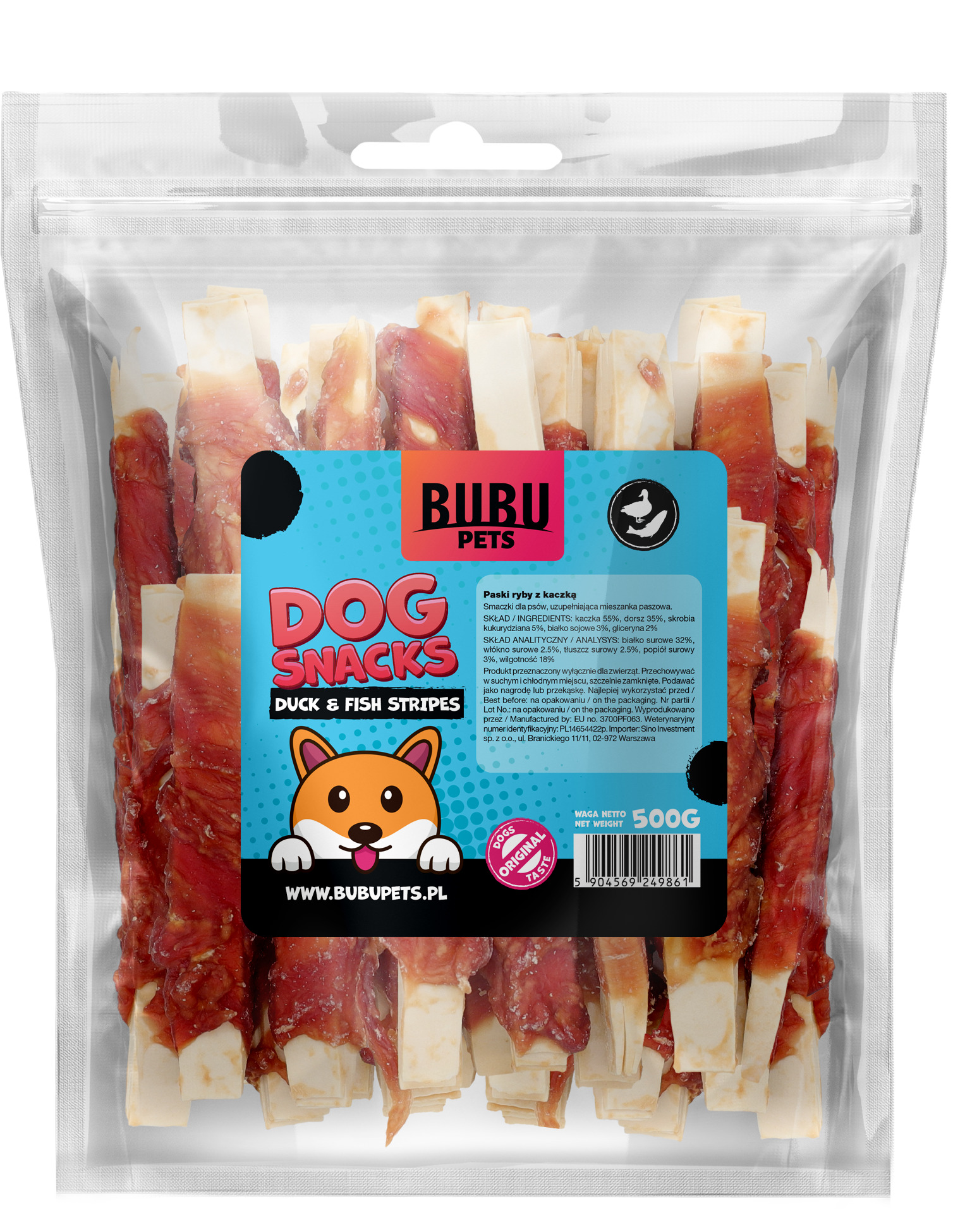 Bubu Pets koeramaius pardi ja kalaga ribad 500g