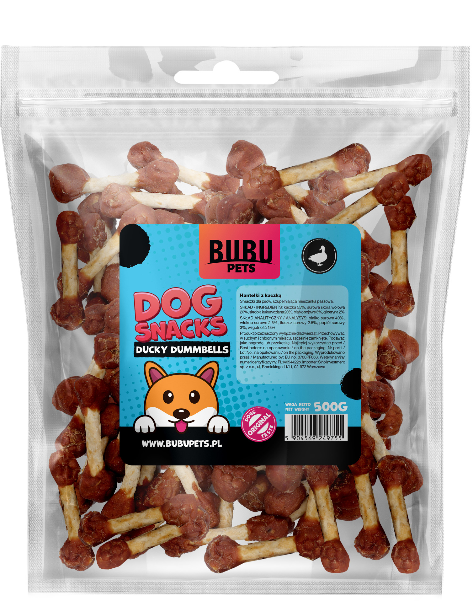 Bubu Pets koeramaius hantlid pardiga 500g