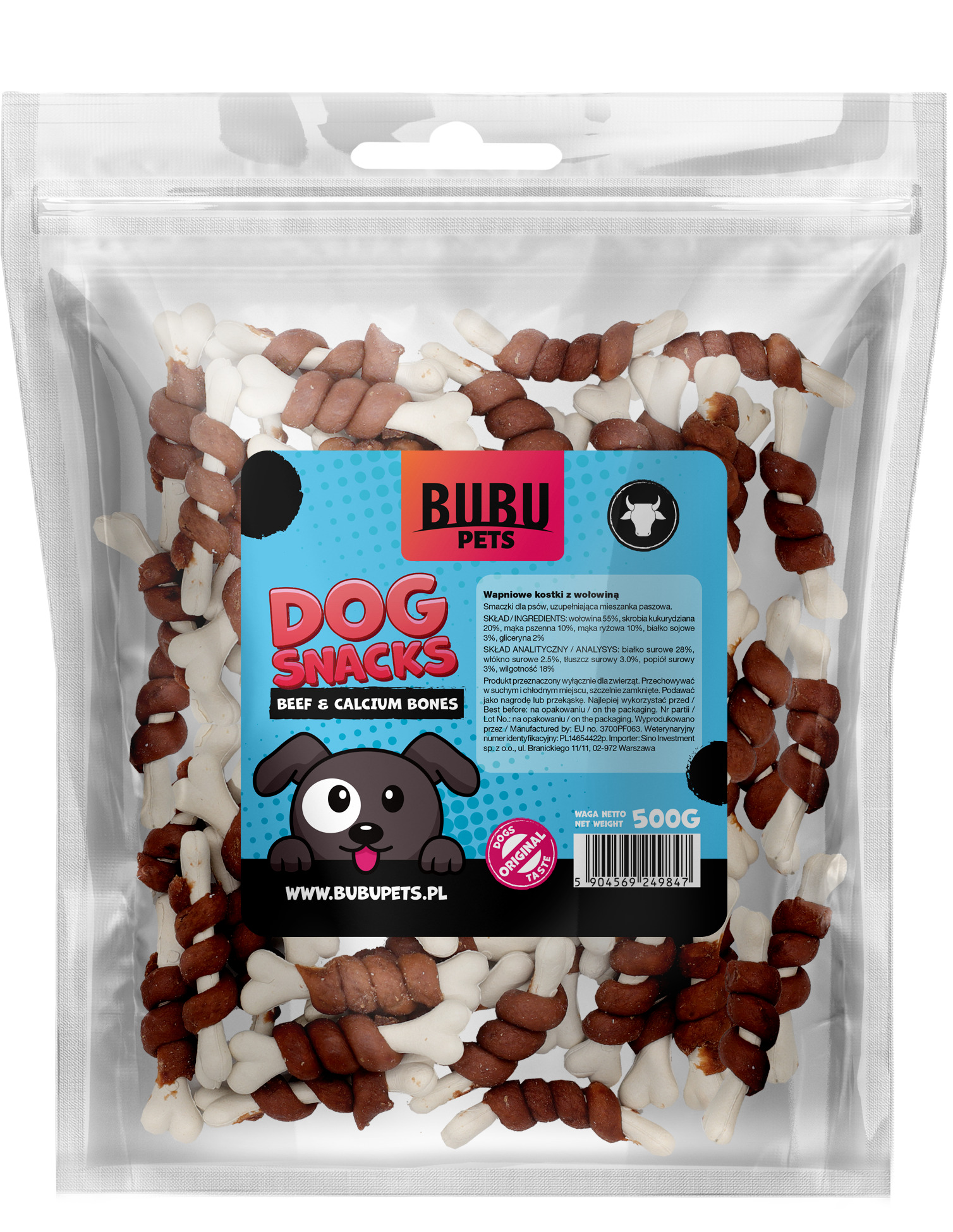 Bubu Pets koeramaius kaltsiumikondid veisega 500g