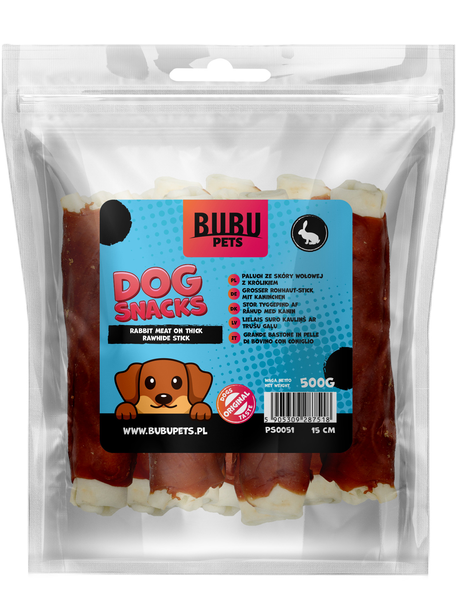 Bubu Pets koeramaius suured toornahapulgad küülikuga 15cm 500g