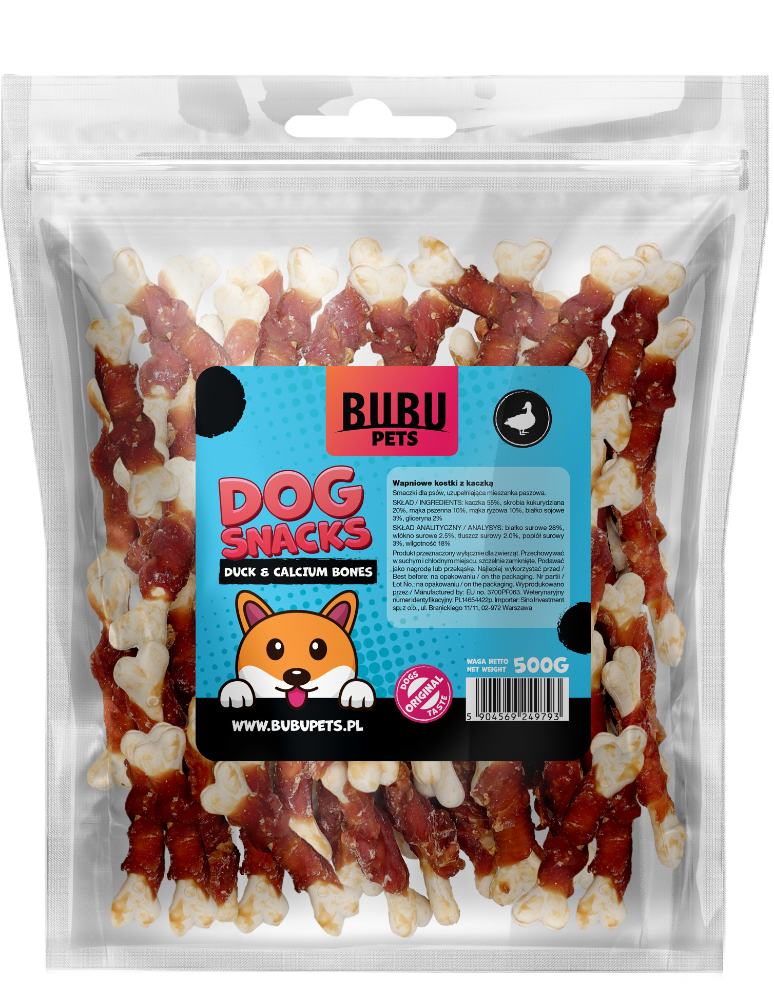 Bubu Pets koeramaius kaltsiumikondid pardiga 500g