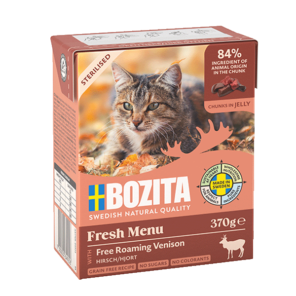 Bozita Sterilised Chunks in Jelly with Venison 6x370g