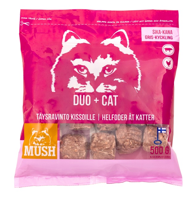 Mush Duo+ täissööt kassidele siga/kana 500 g