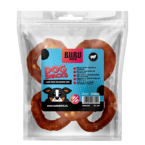 Bubu Pets koeramaius veisenahast rõngad lambalihaga 10cm 500g