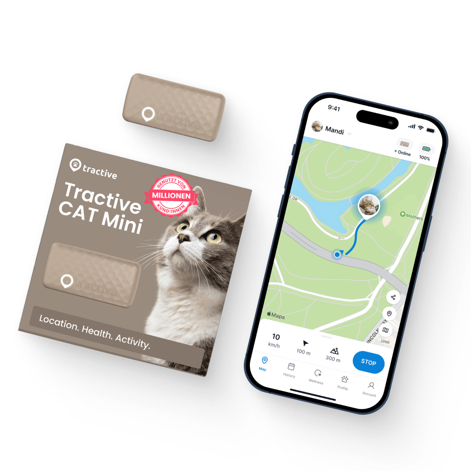 Tractive GPS Mini positsioneerimisseade kassile helepruun
