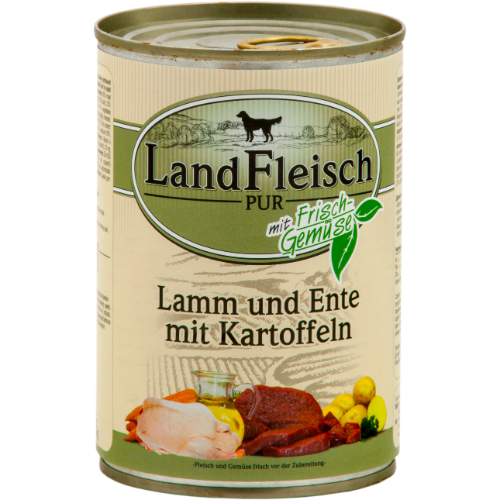 LandFleisch Dog Pur Lamm & Ente & Kartoffeln / Lammas & Part & Kartul 400g