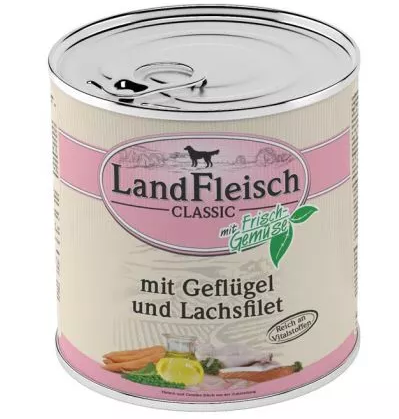 LandFleisch Dog Pur Geflügel & Lachsfilet / Linnuliha & Lõhefilee 800g