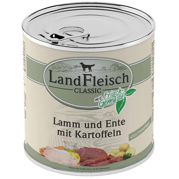 LandFleisch Dog Pur Lamm & Ente & Kartoffeln / Lammas & Part & Kartul 800g