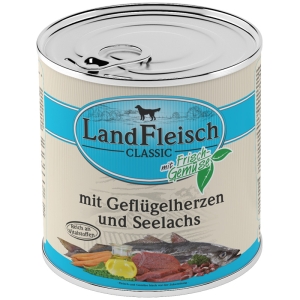 LandFleisch Dog Pur Geflügelherzen & Seelachs / Linnusüda & Merekala 800g