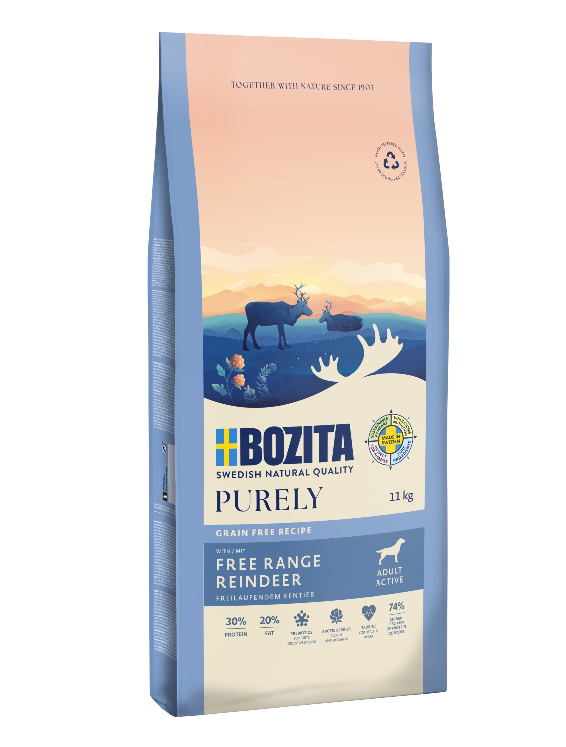 Bozita Dog Purely Adult Active REINDEER GRAIN FREE 11kg