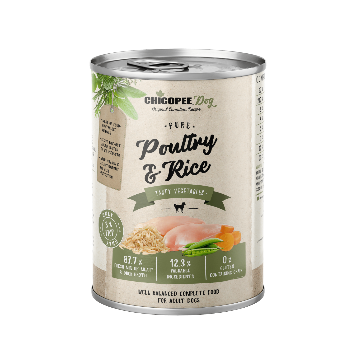 Chicopee Pure Poultry & Rice konserv koertele 400g